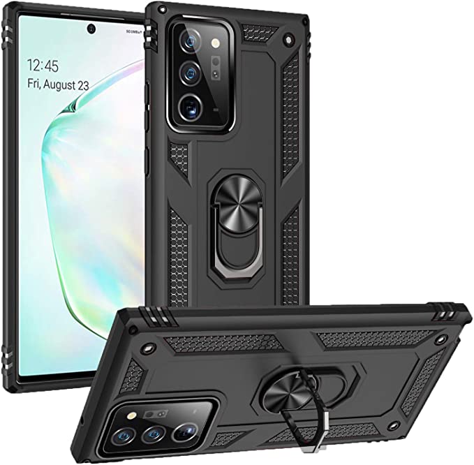Photo 1 of Zanderlyn Samsung Note 20 5G Case with Kickstand and Metal Ring - Shockproof Samsung Note 20 5G Case Military Grade Drop Tested - Slim Dual Layer Samsung Galaxy Note 20 Case - Black