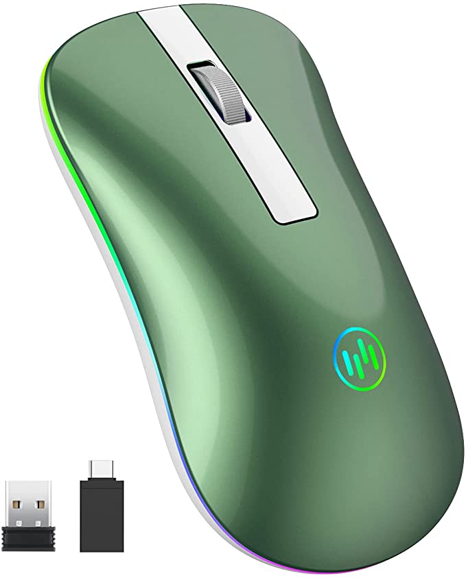 Photo 1 of TENMOS T5 LED Wireless Mouse, 2.4G Silent Slim Travel Mouse with USB Receiver Type-C Adapter, Rechargeable Wireless Computer mice for Laptop/PC/Mac (Blackish Green)
FACTORY SEALED 