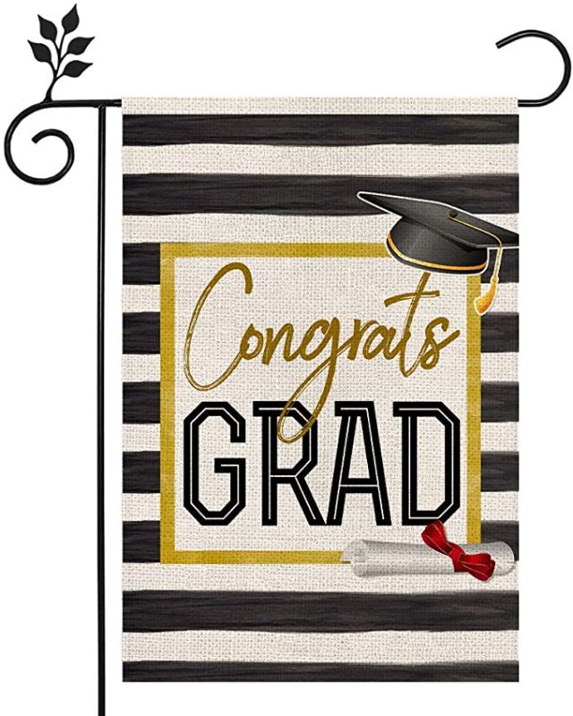 Photo 1 of 3PC LOT
CROWNED BEAUTY Congrats Grad Garden Flag 12×18 Inch Double Sided Vertical Diploma Cap College 2021 Graduation Yard Outdoor Decoration CF140-12, 3 COUNT