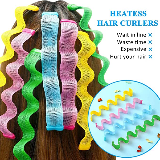 Photo 1 of 32 Pieces Hair Curlers 11.8 inch Heatless Curlers Wave Formers Spiral Hair Curls Styling Kit Magic Hair Curler with 2 Pieces Styling Hooks for Most Hairstyles