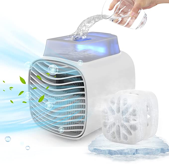 Photo 1 of Portable Rechargeable Portable Air Conditioner - USB Led Light Portable AC Unit with 2 Ice Crystal Box & 465 ML Water Tank & 3 Wind Speeds Personal Air Conditioner for Home, Small Room, Office
FACTORY SEALED 