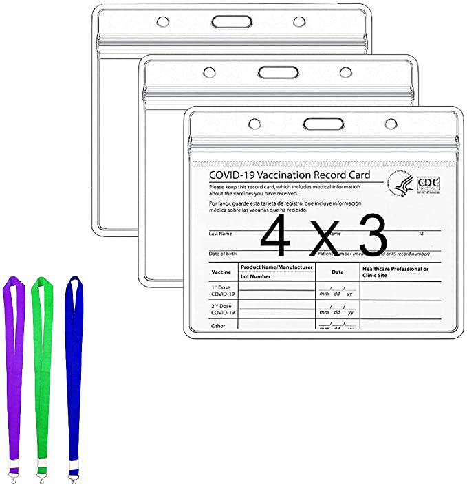 Photo 2 of 2PC LOT
Vaccination Card Protector ID Card Name Tag Badge Cards Holder 4 X 3 in Immunization Record Vaccine Cards Holder with Lanyards Vinyl Plastic Sleeve Waterproof with Resealable Zip (3), 2 COUNT 6PCS