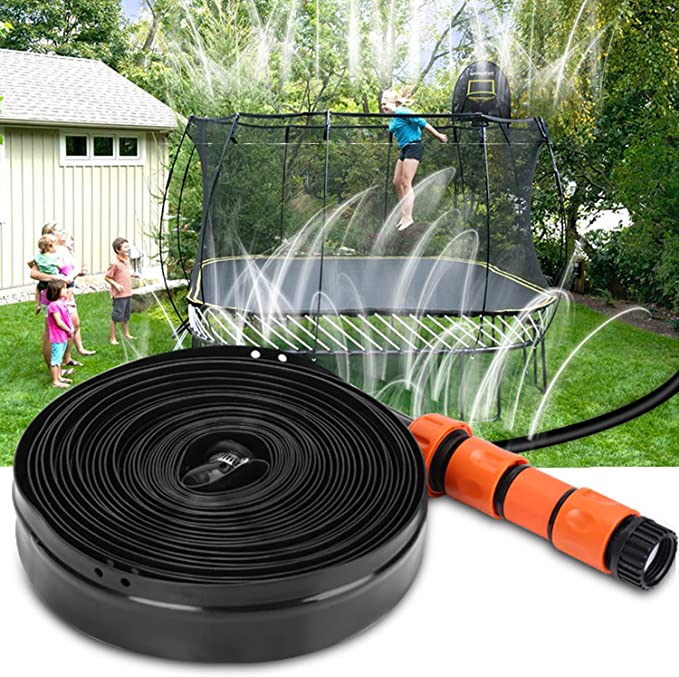 Photo 1 of FEBBI Trampoline Sprinkler, Thickened(0.4mm) Trampoline Water Play Sprinkler for Kids, Fun Summer Outdoor Water Park Toys, New Upgrade Connector Trampoline Accessories(39ft)