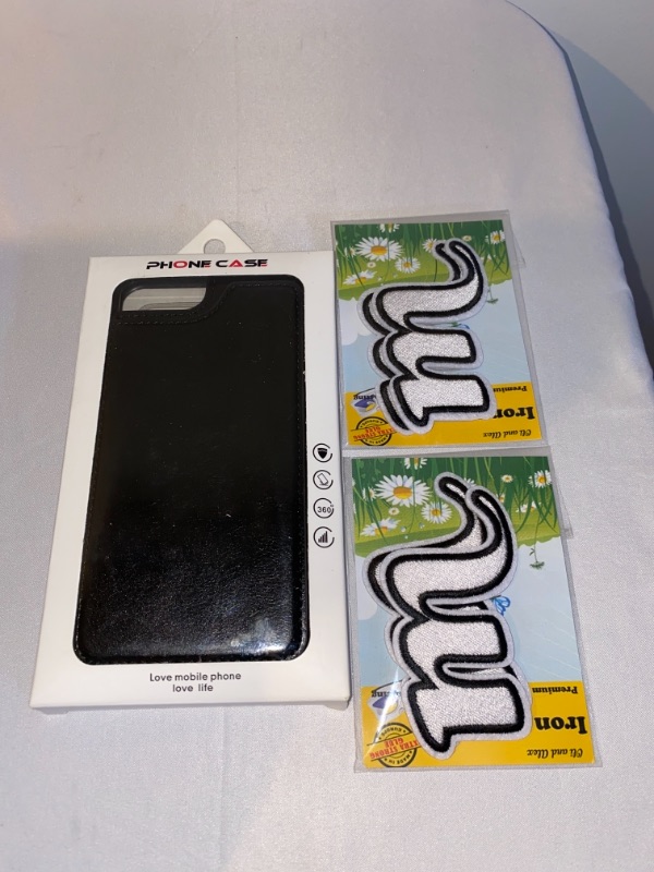 Photo 3 of 3PC LOT
White"M" Letter 2pcs Iron on Patches Children's Alphabet Letter Iron on Patches Approx. 2.15 x1.81 inches, 2 COUNT

SOYOOY Compatible with iPhone 8 Plus Compatible with iPhone 7 Plus Wallet Case with Card Holder, PU Leather Kickstand Card Slots Ca