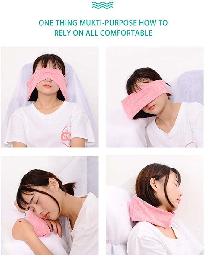 Photo 2 of 2PC LOT
AINAAN 2 in 1 Travel Pillow and Eye Mask Comfortably Supports The Head, Neck and Chin- for Airplane,Train, Car or Outdoor, Camping,Hiking, 2019, Rose Pink, 2 COUNT