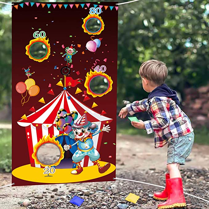 Photo 1 of beitony Games for Kids with 3 Bean Bags Fun Indoor Outdoor Games, Kids Birthday Party School Class Activity Supplies Decorations (Clown wiith 3 Bean Bags)