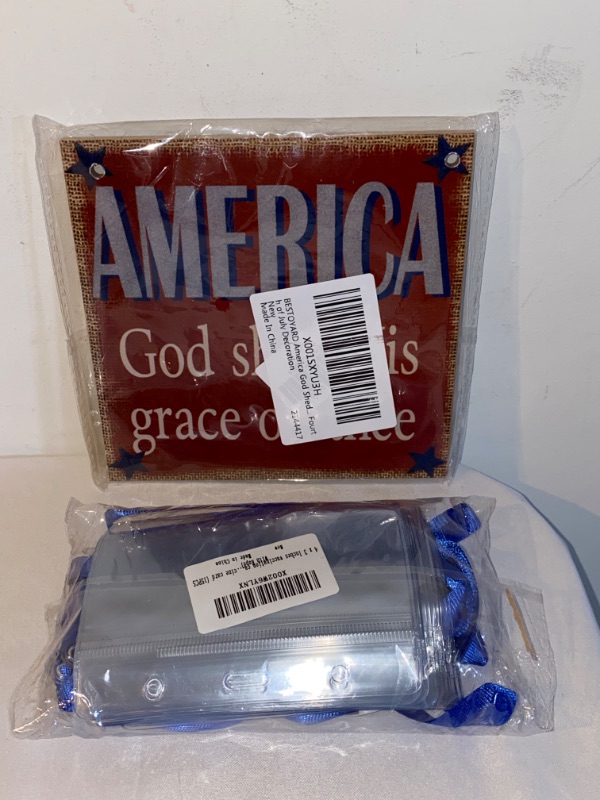 Photo 3 of 2PC LOT
15 Pack CDC Vaccine Card Protector 4x3" Immunization Record Vaccination Cards Holder with Rope , Clear Vinyl Plastic Sleeve Waterproof Type Id Card Holder Resealable Zip

BESTOYARD America God Shed His Grace on Thee Hanging Sign Decoration Fourth 