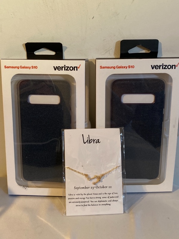 Photo 3 of 3PC LOT
Verizon Fabric Phone Case for Samsung Galaxy S10 - Blue, 2 COUNT

Astrology Constellation Necklace and Bracelet for Women, Horoscope 12 Zodiac Pendant Birthday Gifts for Couples Best Friends, 18-20 inch, 2 Pack (Libra)