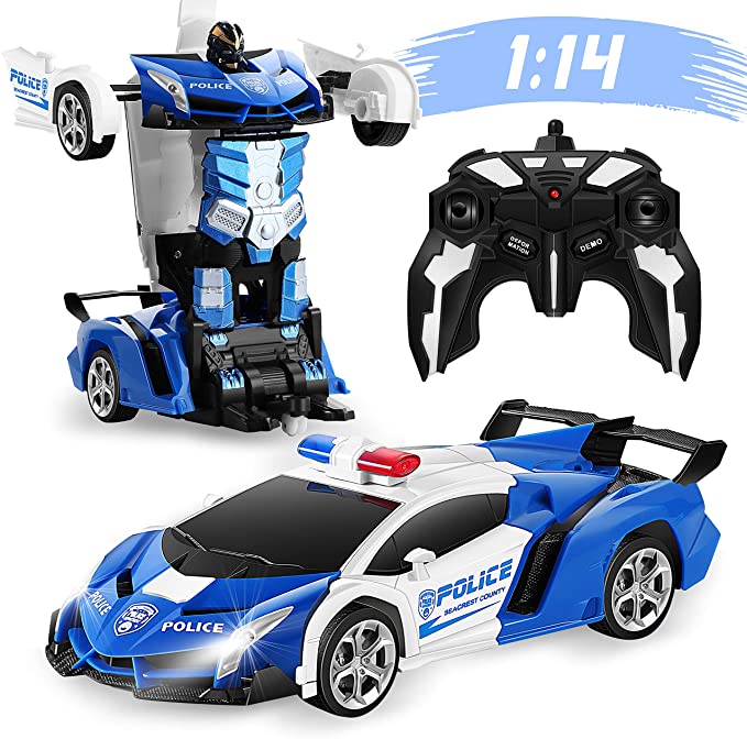 Photo 1 of FIGROL Transform RC Car Robot 1:14 Scale, Remote Control Car One Button Deformation Car Toy RC Transforming Police Car with 360 Degree Rotating Drifting & Realistic Sounds