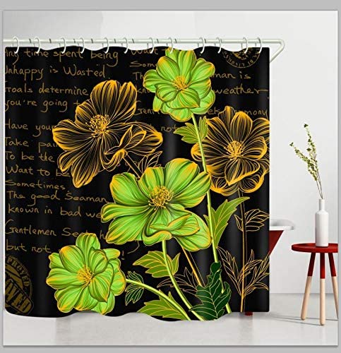 Photo 1 of BOVEU Spring Floral Shower Curtain, Waterproof Washable Decorative Bathroom Curtain