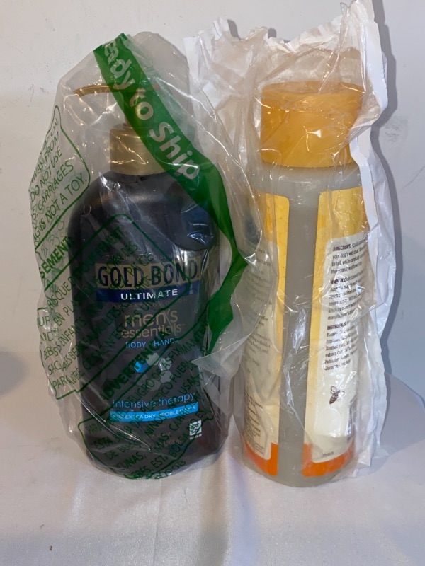 Photo 3 of 2PC LOT
Burt's Bees for Dogs Natural Oatmeal Shampoo for Dogs, Colloidal Oat Flour & Honey - Oatmeal Dog Shampoo - Dog Grooming Supplies, Dog Bathing Supplies, Dog Shampoo, Dog Wash, Pet Shampoo (SOME SPILLAGE)

Gold Bond Men's Essentials Hydrating Lotion