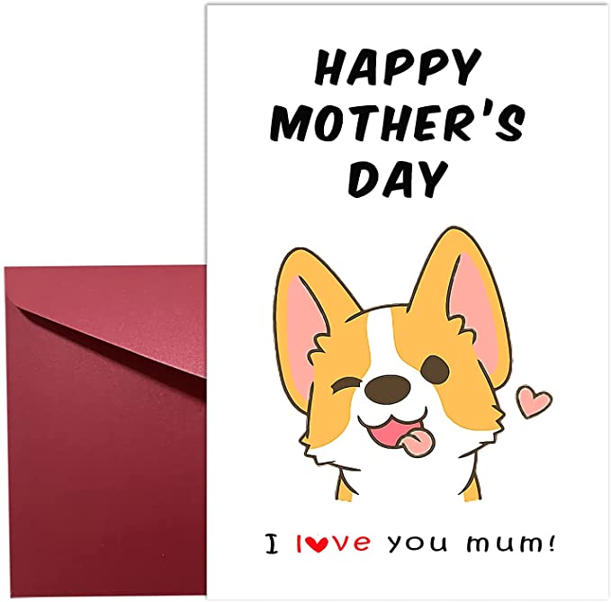 Photo 1 of 4PC LOT
Cute Corgi Dog Love You Card for Mum - Adorable Happy Mother’s Day Card - Best Holiday Card for Mom, 4 COUNT