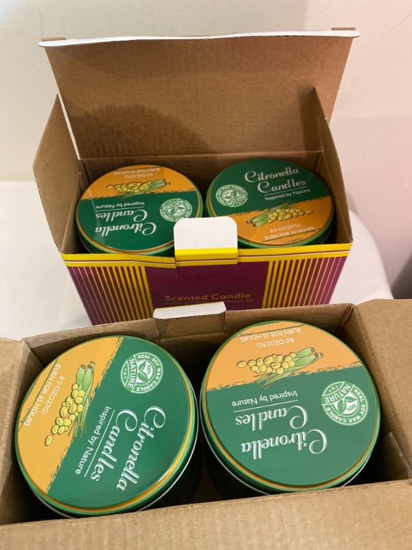 Photo 2 of 2PC LOT
2 Packs Citronella Candles Outdoor Indoor for Summer, YOSICIL 8.0 OZ Green Portable Travel Tin Candles with Lemongrass Essential Oil, Soy Wax Fly Candles for Home Patio Garden Camping, 2 COUNT
