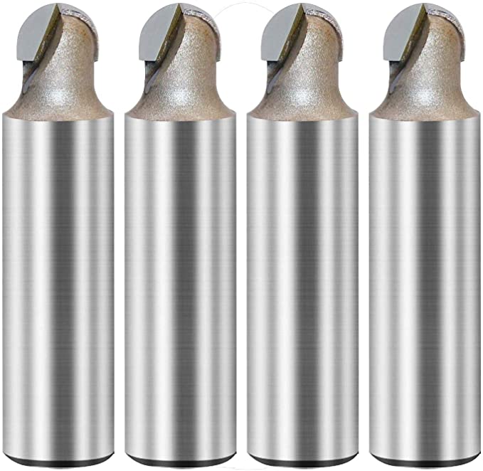 Photo 1 of 1/2-inch Shank, 3/8-inch Cutting Dia, 2-Flute, Carbide Tipped Groove Round Nose Core Box Router Bit 4Pcs (1/2 x 3/8)