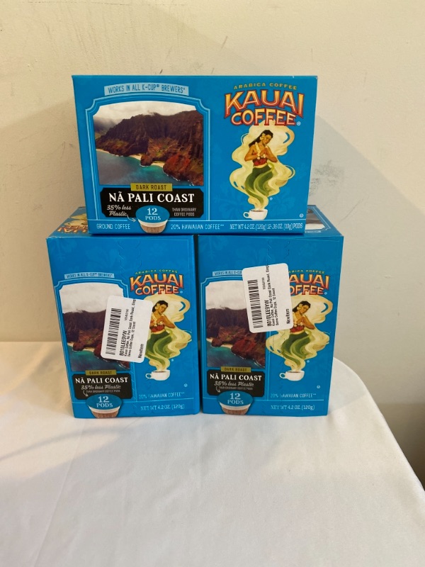 Photo 2 of 3PC LOT
Kauai Coffee Single-Serve Pods, Na Pali Coast Dark Roast – 100% Arabica Coffee from Hawaii’s Largest Coffee Grower, Compatible with Keurig K-Cup Brewers - 12 Count, (3PKS)
EXP 06/16/2022