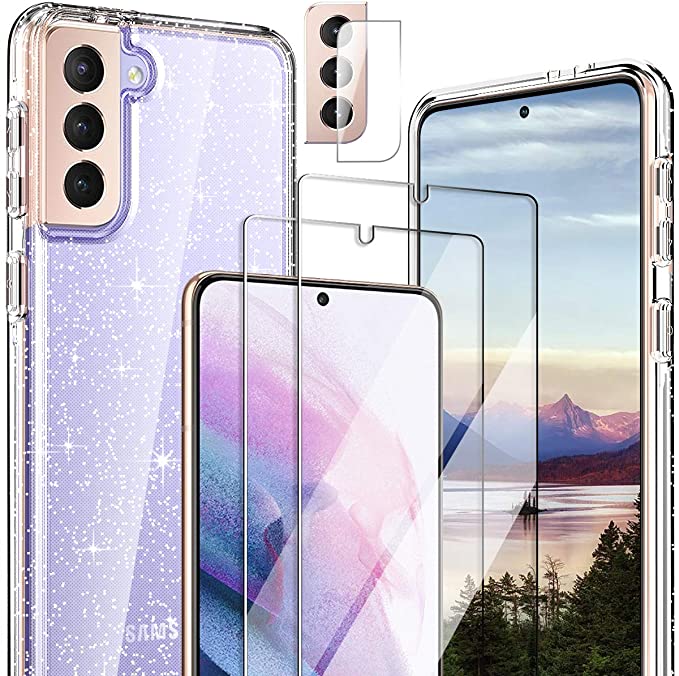 Photo 1 of 3PC LOT
Hocase for Galaxy S21 Plus Case, (with 2 Screen Protectors + 1 Camera Protector) Shockproof Soft TPU+Hard Plastic Full Body Protective Case for Samsung Galaxy S21 Plus 5G (6.7") 2021 - Clear/Glitter

[3-Pack]-Mr.Shield Designed For LG Q62 [Tempere