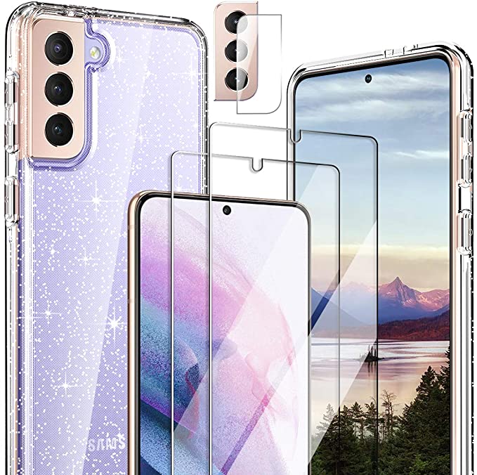 Photo 1 of 2PC LOT
Hocase for Galaxy S21 Plus Case, (with 2 Screen Protectors + 1 Camera Protector) Shockproof Soft TPU+Hard Plastic Full Body Protective Case for Samsung Galaxy S21 Plus 5G (6.7") 2021 - Clear/Glitter, 2 COUNT