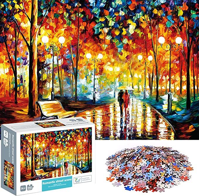 Photo 1 of Puzzles for Adults 1000 Piece Jigsaw Puzzles 1000 Pieces for Adults Walking in the Rain Puzzle Toy Gifts Home Decoration