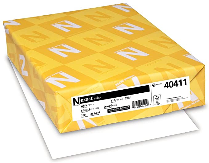 Photo 1 of Neenah Paper Exact Index, 110-Pounds, 8.5 x 11 Inches, 250 Sheets, White, 94 Brightness (WAU40411)
OPENED PK