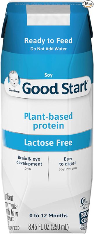 Photo 1 of Gerber Good Start Stage-1 Soy Non-GMO Ready to Feed Infant Formula, Liquid, 8.45 Fl Oz (Pack of 16), 135.2 Fl Oz
EXP 04/18/2022
FACTORY SEALED/ PACKAGED