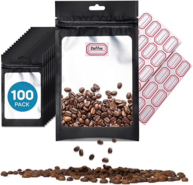 Photo 1 of 2PC LOT
KITOKO 100 Pieces Mylar Bags 5.1 x 8.5 inch With Label Stickers Candy Bags Coffee Bags Cookie Bags Kitchen Organization Resealable Ziplock Mylar Bags Smell Proof Bag for Food Storage with Clear Front Window Heat Sealable, 2 COUNT