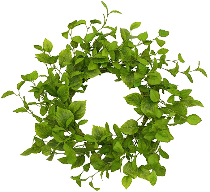 Photo 1 of KORSMV Greenery Rose Leaves Wreath Artificial,Artificial Spring Wreath,for Front Door,Hanging Wall ,Window, Wedding, Party Decoration