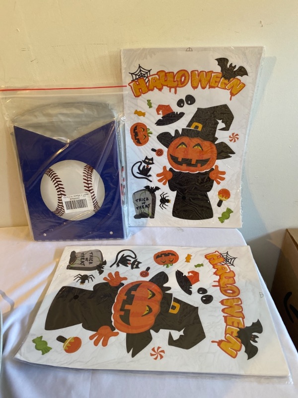 Photo 3 of 3PC LOT
Halloween Window Clings, 9 Sheet Double-Side Removable Halloween Window Decorations,Halloween Window Stiker Decals, Halloween Window Decor for Party Decoration for Kids, 2 COUNT

Happy Birthday Baseball Decorations Happy Birthday Party Supplies wi