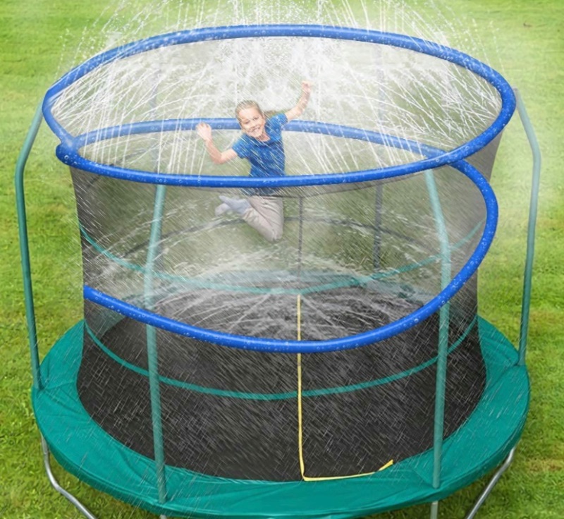 Photo 1 of ARTBECK Trampoline Sprinkler for Kids, Outdoor Trampoline Water Park Sprinklers for Boys Girls, Trampoline Accessories for Summer Fun Backyard Water Play Games 39ft