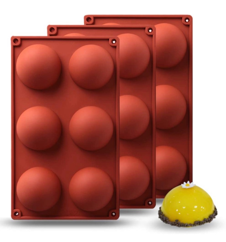 Photo 1 of CHIYAN Silicone Mold, 3Packs Baking Mold for Making Hot Chocolate Bomb, Cake, Jelly, Dome Mousse 2.7" (red)