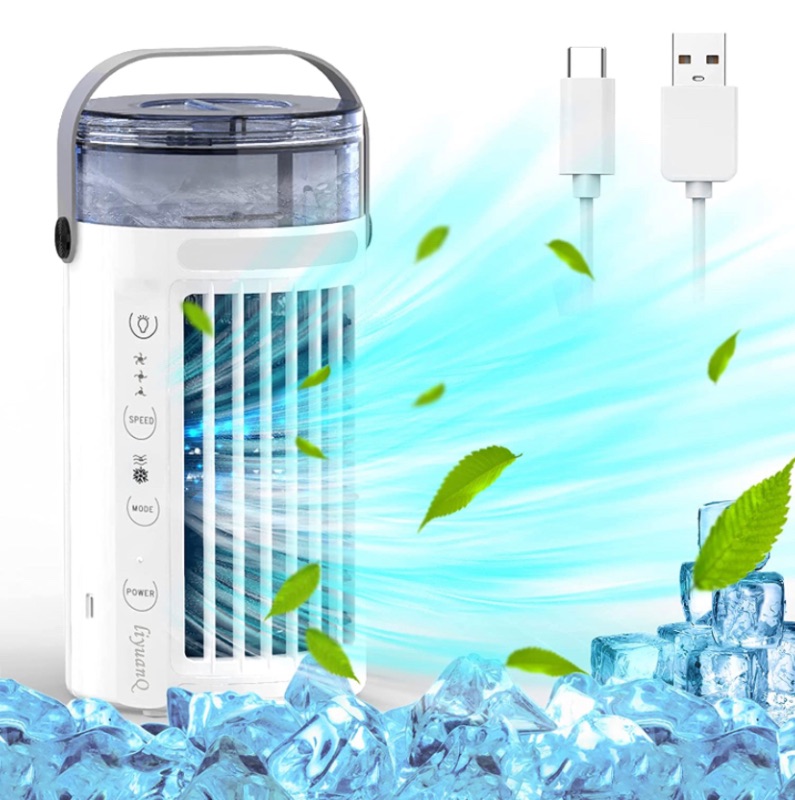 Photo 1 of Portable Air Conditioner Fan AC Evaporative Air Cooler, Personal Small Cooling Fan Quiet 3-Speed, USB Desk Mini Air Conditioner for Car with Touch Control LED Light, Perfect Bedroom Home Office Car