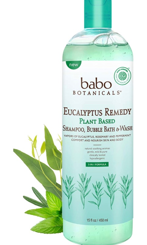 Photo 1 of Babo Botanicals Eucalyptus Remedy Plant-Based 3-in-1 Shampoo, Bubble Bath & Wash - with Vapors of Eucalyptus, Rosemary & Pepermint - for Babies, Kids or Sensitive Skin - EWG Verified - 15 fl. oz.