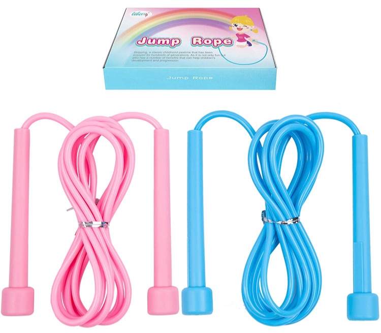 Photo 1 of 2PCS Kids Jump Ropes, Adjustable & Lightweight Skipping Rope for Boys& Girls, Preschooler, School-Aged Child, Pink and Blue Jumping Rope with Gift B