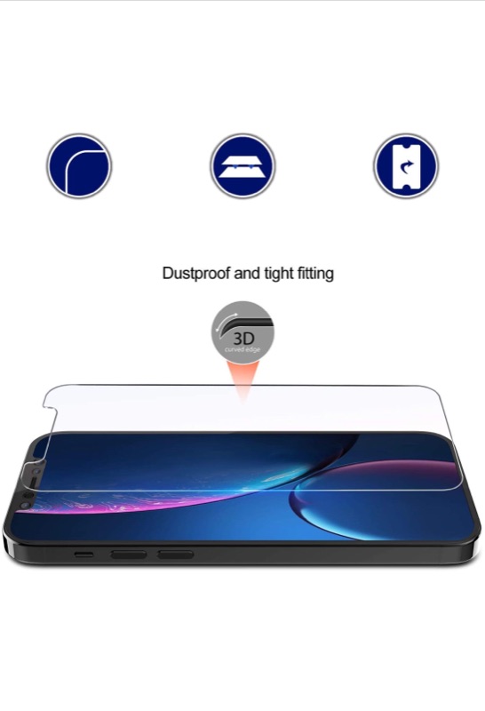 Photo 1 of 3 Pack] MMY Compatible with iPhone 12 Screen Protector, iPhone 12 Pro Screen Protector 6.1 Inch 5G + [1 Pack] for iPhone 12 Case/iPhone 12 Pro Case Tempered Glass - Clear