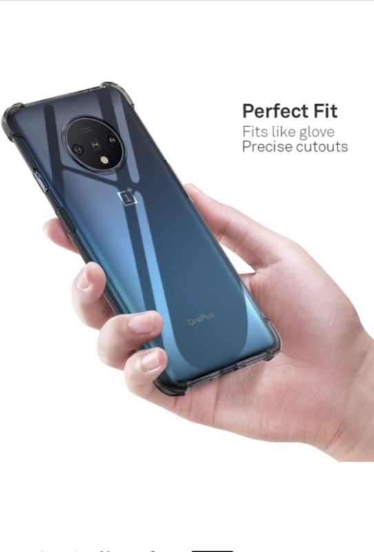 Photo 5 of ORNARTO Case for OnePlus 7T, Crystal Clear Slim Protective Cover with 4 Reinforced Corners Bumper Flexible Transparent TPU for OnePlus 7T(2019) 6.55"