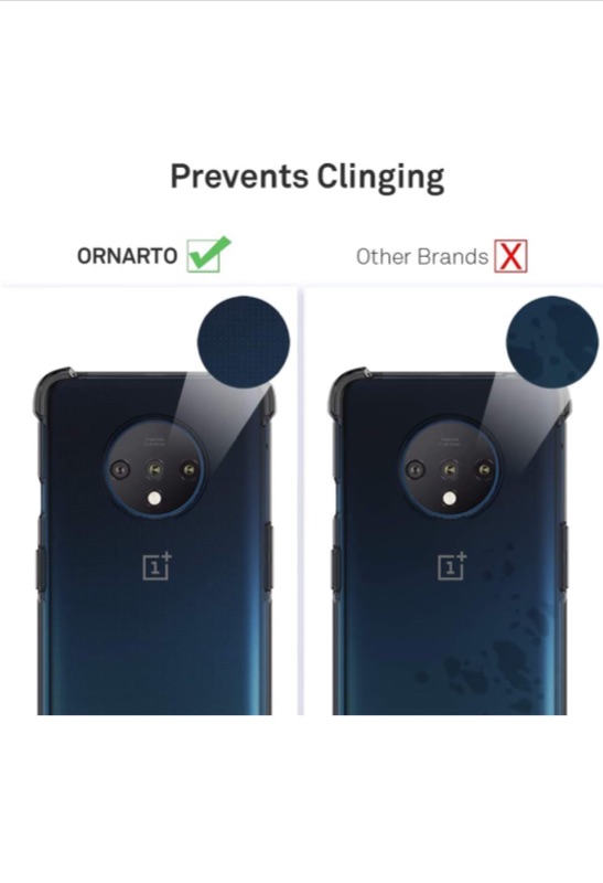 Photo 4 of ORNARTO Case for OnePlus 7T, Crystal Clear Slim Protective Cover with 4 Reinforced Corners Bumper Flexible Transparent TPU for OnePlus 7T(2019) 6.55"