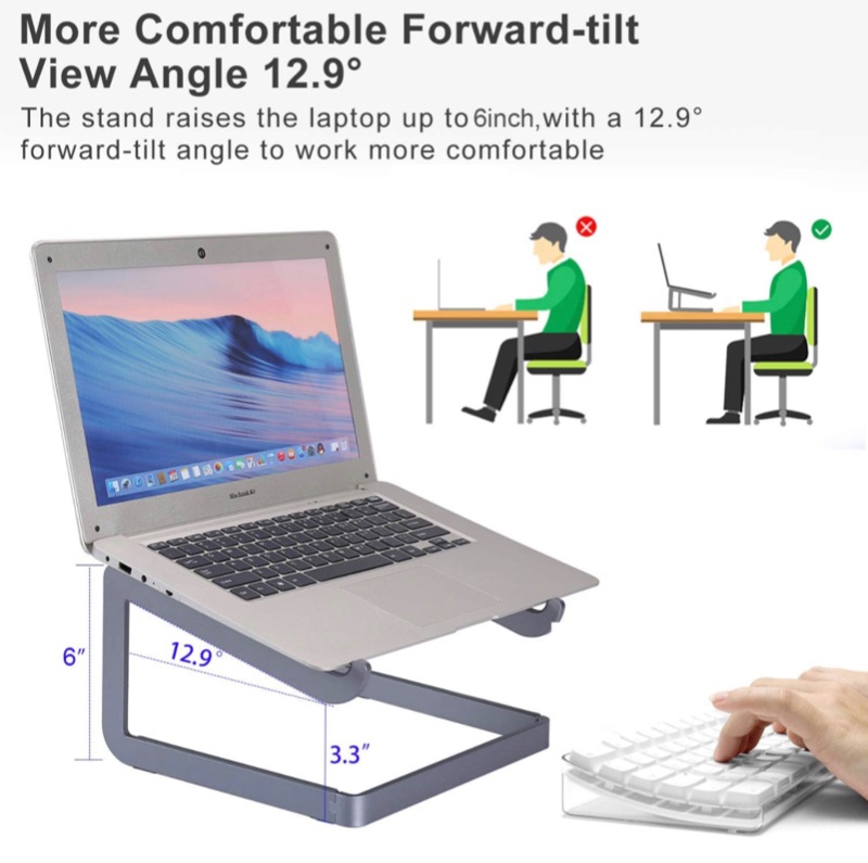 Photo 4 of Foldable Laptop Stand for Desk,Notebook Riser Holder,Ergonomic Elevated Laptop Stand,Portable Aluminum Laptop Stands Compatible with 10-15.6" MacBook Air Pro,Dell XPS,Lenovo,HP ect.More Laptops