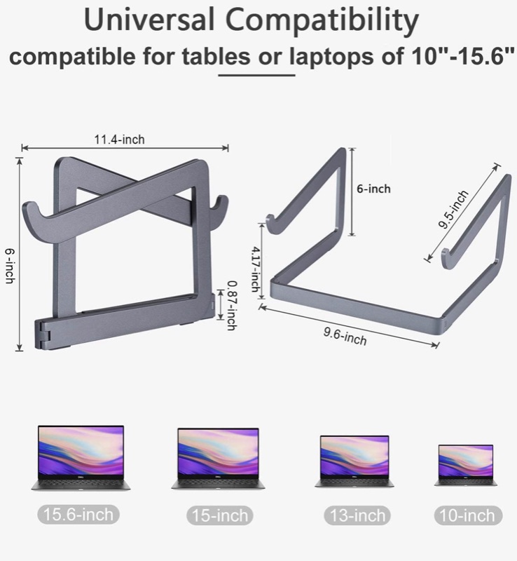 Photo 2 of Foldable Laptop Stand for Desk,Notebook Riser Holder,Ergonomic Elevated Laptop Stand,Portable Aluminum Laptop Stands Compatible with 10-15.6" MacBook Air Pro,Dell XPS,Lenovo,HP ect.More Laptops