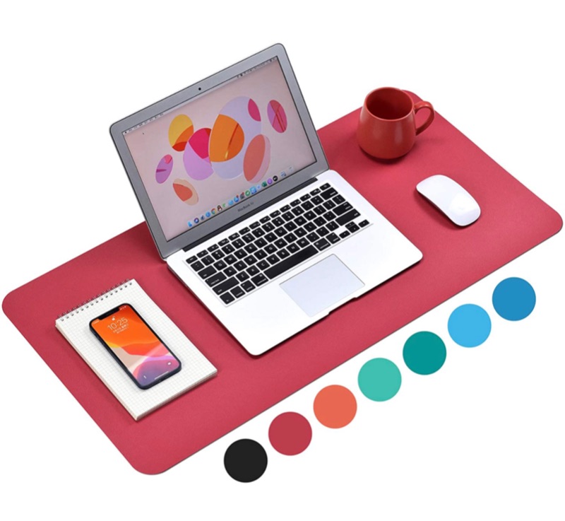 Photo 1 of WAYBER Non-Slip Desk Pad ( 31.5 x 15.7" ), Waterproof Desk Mat, PU Mouse Pad, Leather Desk Cover, Office Desk Protector, Desk Writing Mat for Office/Home/Work/Cubicle ( Lvory Red )