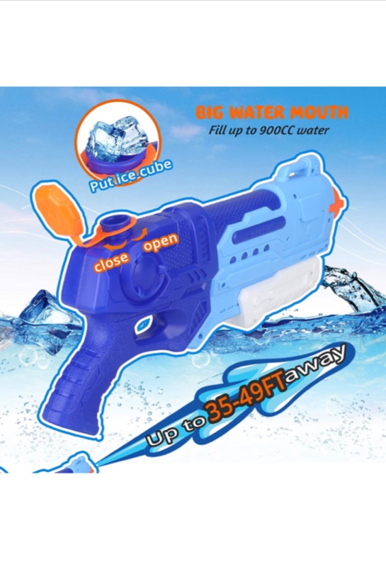 Photo 2 of Water Gun 2 Pack Water Guns for Kids Adults 900CC , Squirt Guns Water Blaster Long Range Toy Gun Gifts for Boys Girls, Summer Swimming Pool Beach Sand Outdoor Toys