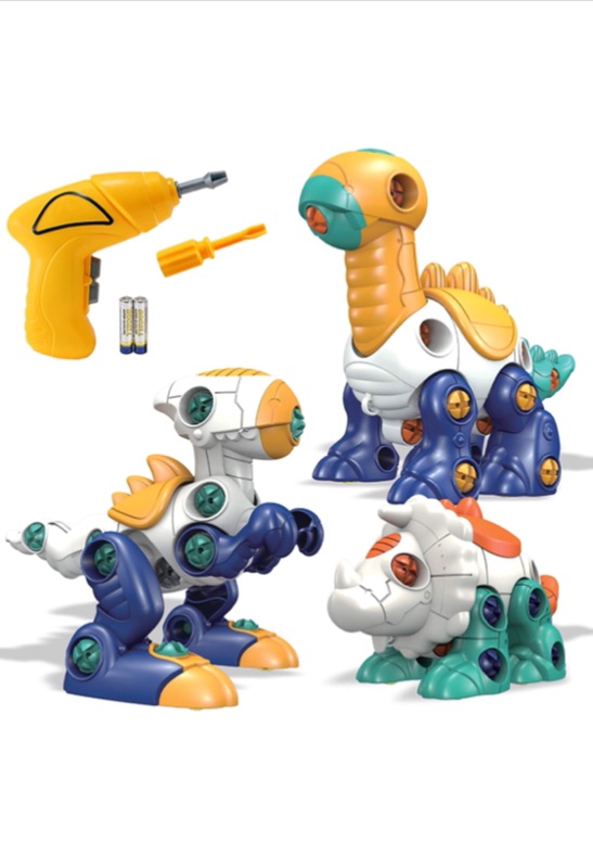 Photo 1 of LeonMake Take Apart Dinosaur Toys: 3 Pack Building Construction Kits with Electric Drill | Kids Stem Learning Game Set | Birthday Gift for Toddler Preschool Age 3 4 5 6 Year Old Boys