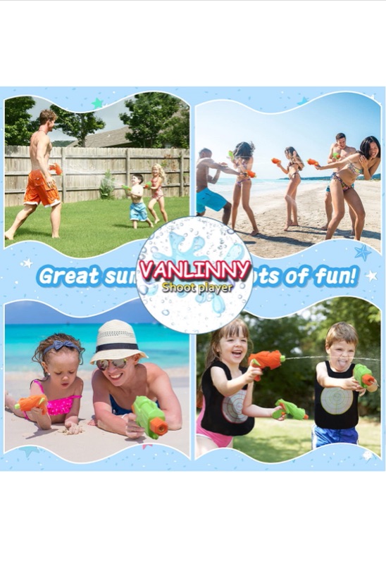 Photo 5 of Water Guns for Kids, VANLINNY Water Activated Vests | 2 Pack Outdoor Pool Toys for Kids Ages 4-8 with Blaster Soaker Squirt Guns, Best Summer Swimming Gift for Boys& Girls.