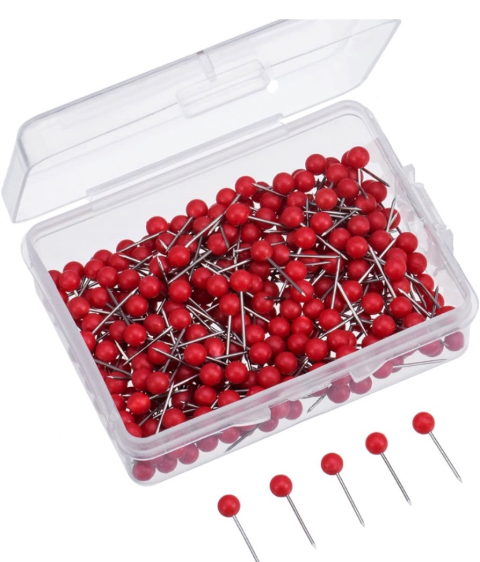 Photo 1 of Map Tacks Push Pins Small Size 300 Packs (Red, 1/8 Inch 2 packs  total 600 pins