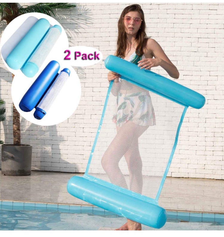 Photo 1 of 2 Pack Inflatable Pool Floats Water Hammock for Adults Kids 4-in-1 Pool Float Portable Multi-Purpose Swimming Hammock Lounger Inflatable Raft