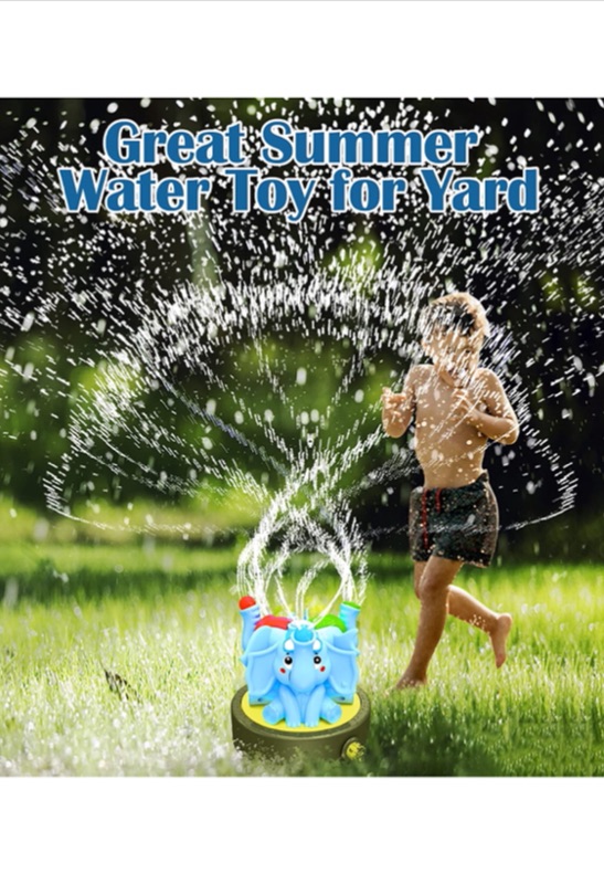 Photo 2 of Chriffer Kid Water Sprinkler Splash Play Toy for Yard for Toddler 1-10 Years Old Boy and Girl, Elephant Wiggle Sprayer Compatible with 3/4in Garden Hose - Sprays Up to 10ft High and 16ft Wide - Blue