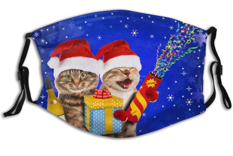 Photo 1 of Cute Christmtas Cat Dog Face Mask Reusable Washable Bandanas Fashion Scarf with Nose Wire 2 Pcs Filters for Men Women (3 pack)