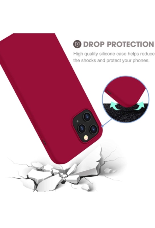 Photo 3 of zelaxy Case Compatible with iPhone 12 Pro Max,Liquid Silicone Rubber Gel Case with Screen Protector for iPhone 12 Pro Max 6.7 inch?Wine Red?