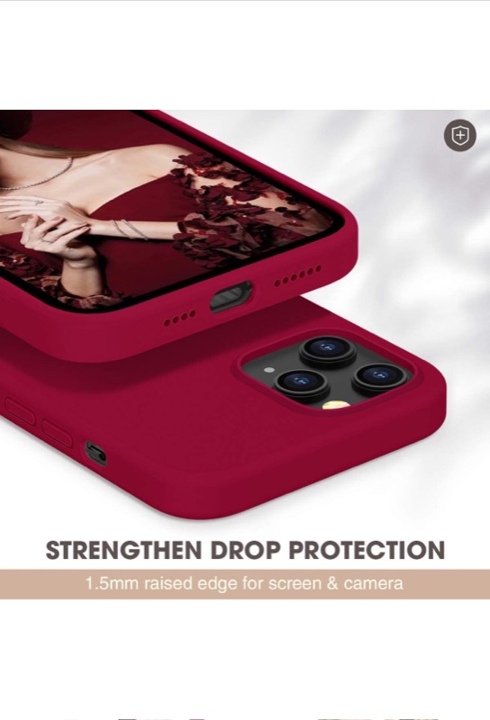 Photo 4 of zelaxy Case Compatible with iPhone 12 Pro Max,Liquid Silicone Rubber Gel Case with Screen Protector for iPhone 12 Pro Max 6.7 inch?Wine Red?