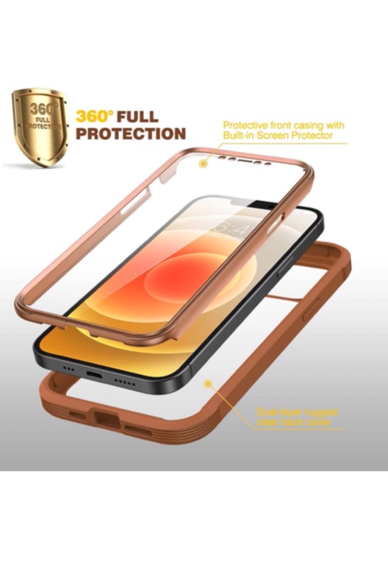 Photo 5 of Diaclara Designed for iPhone 12 Mini Case, Full Body Rugged Case with Built-in Touch Sensitive Anti-Scratch Screen Protector, Soft TPU Bumper Case Clear Designed for iPhone 12 Mini 5.4" (Brown 1)