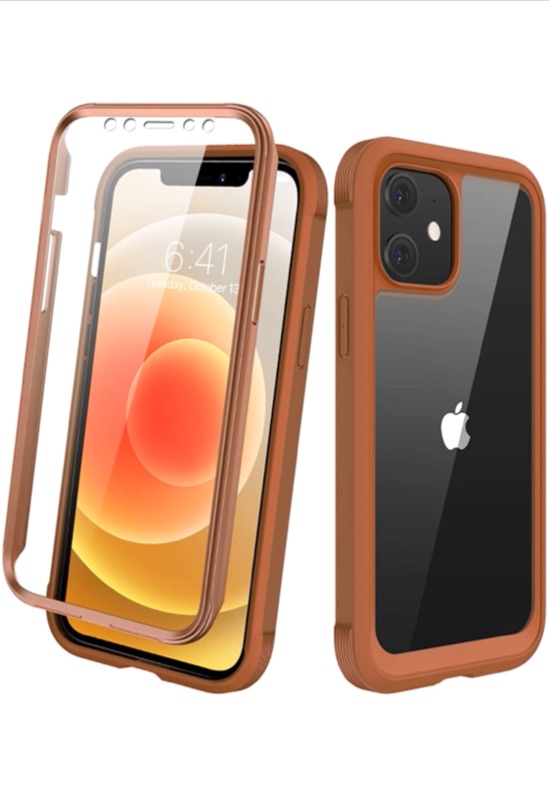 Photo 1 of Diaclara Designed for iPhone 12 Mini Case, Full Body Rugged Case with Built-in Touch Sensitive Anti-Scratch Screen Protector, Soft TPU Bumper Case Clear Designed for iPhone 12 Mini 5.4" (Brown 1)