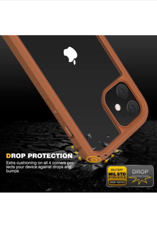 Photo 4 of Diaclara Designed for iPhone 12 Mini Case, Full Body Rugged Case with Built-in Touch Sensitive Anti-Scratch Screen Protector, Soft TPU Bumper Case Clear Designed for iPhone 12 Mini 5.4" (Brown 1)